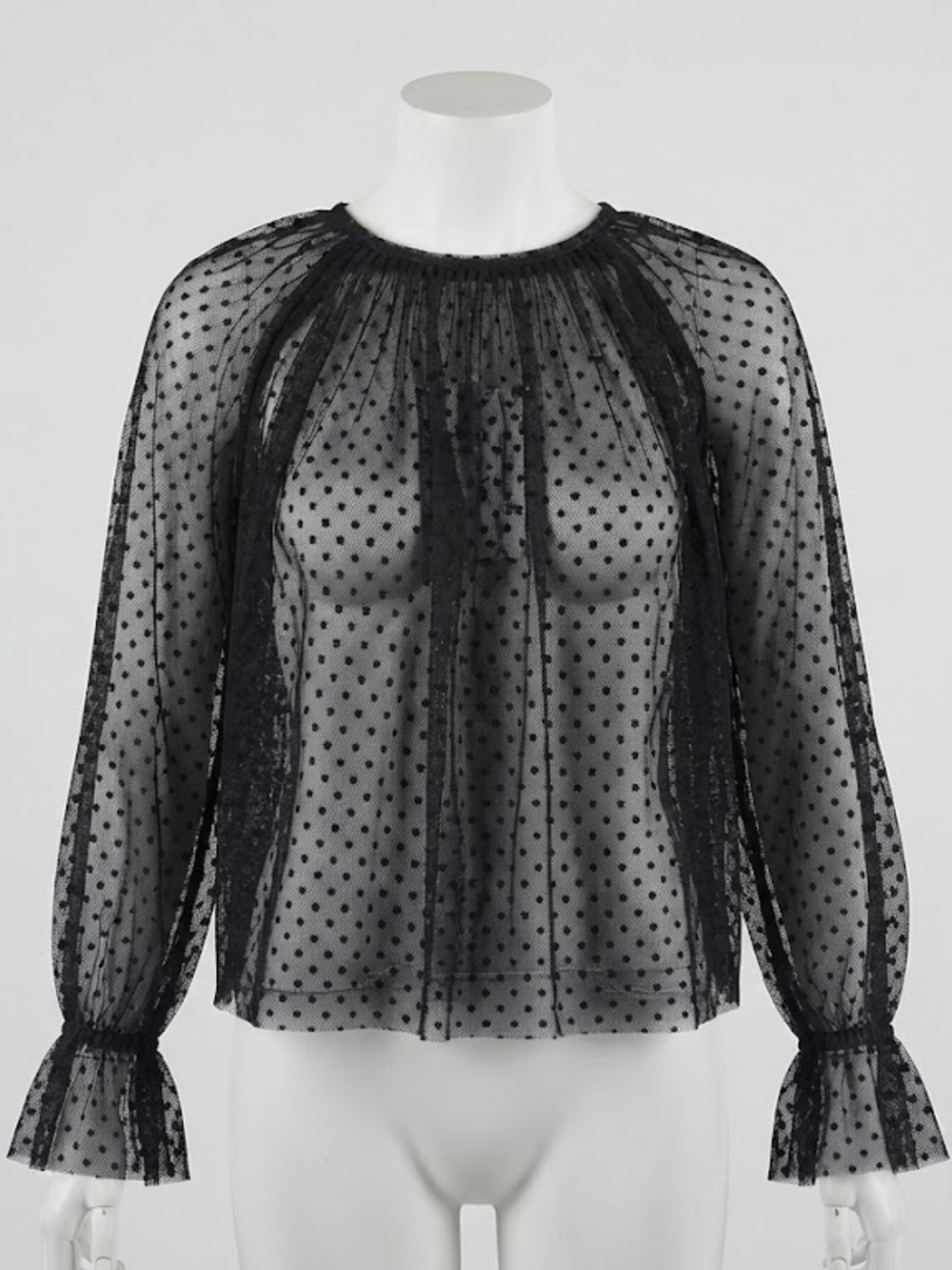 NWT Sheer Zara Black Polka Dot Romantic Goth Blouse